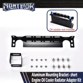 Mmo010807 2014mmotor New Universal Aluminum Bracket Engine Oil Cooler Radiator Adapter Black Short