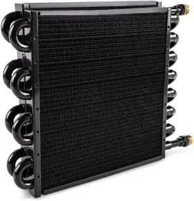 16128 50 Caliber Racing 1/2 Inch Transmission Cooler 16 Rows 8an Tube Fin Universal Black 16128 50 Caliber Racing 1/2 Inch Transmission Cooler 16 Rows 8an Tube Fin Universal Black