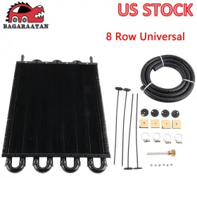Oc001-8-bk-bhw Bagaraatan 8 Row Universal Aluminum Remote Engine Transmission Oil Radiator Cooling Kit New