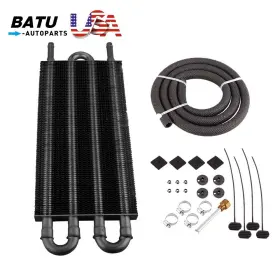 Osa012-4-bk-us Batu 4 Rows Universal Aluminum Remote Transmission Oil Cooler Radiator Converter Kit
