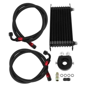1m03wx Bfo 10 Row An10 Oil Cooler With Bracket 3/4 16& M20 1.5 Filter Adapter Hose Kits Black