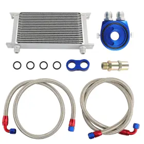2t78oj Bfo Aluminum Oil Cooler An-10 10.6 Inch Core With Thermostat Sandwich Filter Adapter
