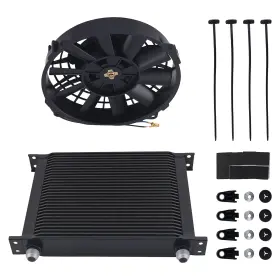 Bfo K7hpvr 30 Row Aluminum Engine Oil Cooler With 7 Inch Cooling Fan For Universal Vehicles