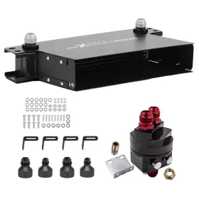 Bfo Kzdsh5 7 Row An10 Transmission Oil Cooler Aluminum Black Universal With Corner Braces