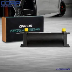 C-02egk0008abk Carlights All Aluminum Engine Oil Cooler Black Universal 13 10an Transmission Row