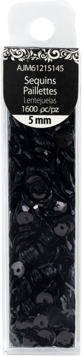 A50025rc-g18hn Cousinsdiy 016321128552 12 Pack Cousindiy 5mm Sequins 1600/pkg-black