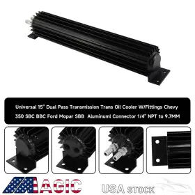 01egb049abk Csks Universal 15ftft Aluminum Dual Pass Finned Transmission Oil Cooler With Fittings Bk