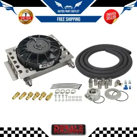 12.750 Derale 15450 Engine Oil Cooler Atomiccool X 9.475 Alum With 8 Inch Fan Hose