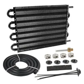 Evil Energy Kt01417s3bk-hw 5/16 Inch Transmission Oil Cooler 8 Pass Tube And Fin Black