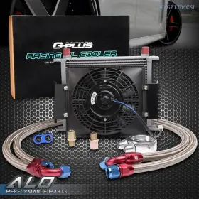 Alo020417 G-plus 30 Row An10 Universal Aluminum Transmission Engine Oil Cooler 7 Inch Cooling Fan