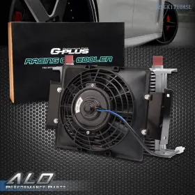 Alo031622 G-plus Universal 25 Row 10an Aluminum Transmission Engine Oil Cooler 7 Inch Cooling Fan