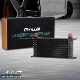 Alo142519 G-plus Universal 10 Row 10an Aluminum Transmission Engine Oil Cooler Black