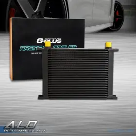 Alo568213 G-plus Universal 28 Row An10 10an Aluminum Transmission Engine Oil Cooler Black