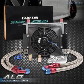Alo595864 G-plus Universal 30 Row 10an Aluminum Transmission Engine Oil Cooler 7 Inch Cooling Fan