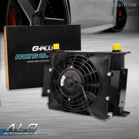 Alo614588 G-plus 28 Row An10 Universal Aluminum Transmission Engine Oil Cooler 7 Inch Cooling Fan