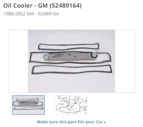 52489164 Gm New Oem Engine Oil Cooler Kit Part Number - For 88-02