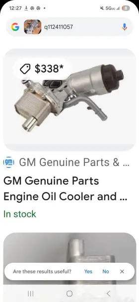 Q112411057 Gm Chevy Cruze Sonic Aveo Engine Oil Cooler And Filter 1.8l