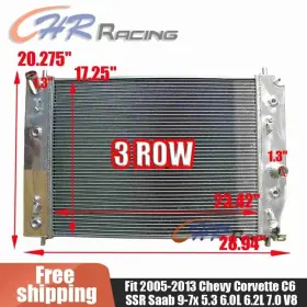 8012714 Gpi Racing Aluminum Radiator For Chevrolet Corvette C6 2005-2013 And Saab 9-7x 2008-2009 Mt