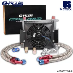 Gpl020428 Gplusmotor Universal 30 Row 10an Aluminum Transmission Engine Oil Cooler 7 Inch Cooling Fan