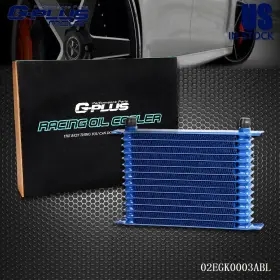 Gplus-1124-19 Gplusmotor Universal 15 Row 10an Aluminum Transmission Racing Engine Oil Cooler Blue