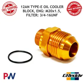 12401127 Greddy 12an Type-e Oil Cooler Block Eng M20x1.5 Filter 3/4-16unf #12401127