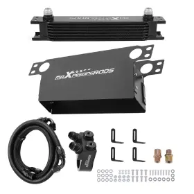 Maxpeedingrods 21smka 7 Row Universal Transmission Oil Cooler 10an Aluminum Thermostatic Adapter Hose