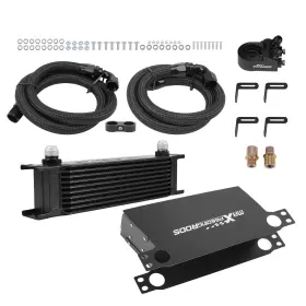2tvemu Maxpeedingrods 10 Row Universal Oil Cooler An10 Aluminum W Thermostatic Adapter Air Guide