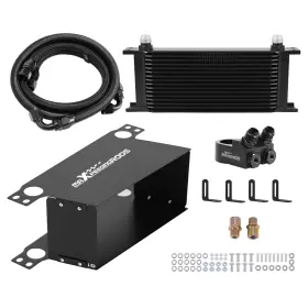 Maxpeedingrods 3g6n4t 16row Universal 10an Aluminum Oil Cooler Transmission Engine Black Hoses