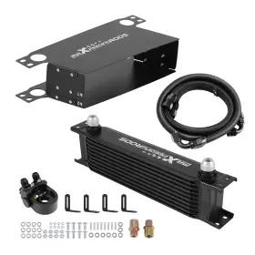 3lv2ts Maxpeedingrods Aluminum Transmission Oil Cooler 10 Row Universal An10 W Air Guide Black