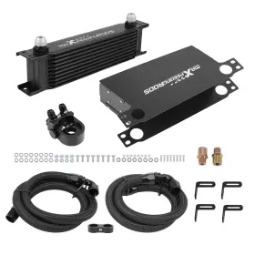 3r5qpv Maxpeedingrods Universal 10 Row Transmission Oil Cooler An10 Aluminum W Corner Brace Black