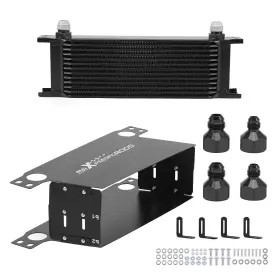5swznp Maxpeedingrods Universal Oil Cooler Kit 13 Row 10an Stacked Plate Aluminum Transmission Black