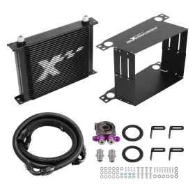 643dxt Maxpeedingrods Universal Oil Cooler 30 Row 10an Aluminum Black Transmission With Braided Hoses