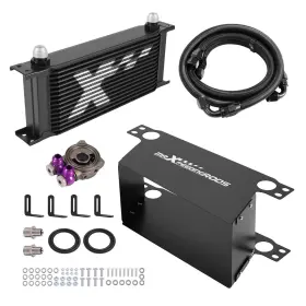 Maxpeedingrods 6ej1lf 16 Row Universal Oil Cooler 10an Aluminum With M20 3/4-16 Adapter Black