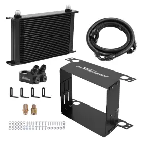 6v5qhf Maxpeedingrods Universal Engine Oil Cooler 25 Row 10an Black With Thermostatic Adapter