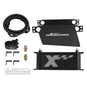 75uedl Maxpeedingrods Universal 10an Oil Cooler 16row Aluminum Transmission Air Guide Hoses Black