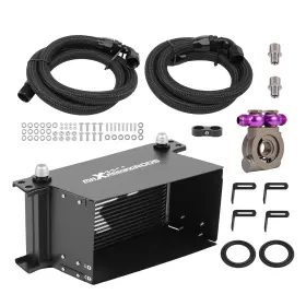 8qobk2 Maxpeedingrods Universal 19 Row Oil Cooler 10an British Style Aluminum With Npt Ports Adapter