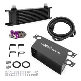 Fxrt8b Maxpeedingrods Universal 10an Oil Cooler 10 Row Transmission Engine Aluminum With Air Guide