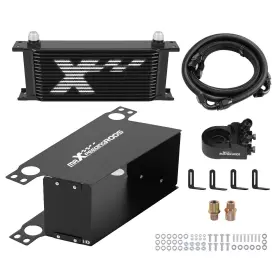Ia78q9 Maxpeedingrods 16row Universal 10an Aluminum Oil Cooler Transmission Engine Black Hoses