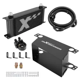 It17jw Maxpeedingrods Universal Aluminum Oil Cooler 16row 10an Thermostatic Filter Adapter Black