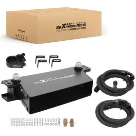 Jezbd6 Maxpeedingrods Universal 10an Transmission Oil Cooler 7 Row Aluminum British Style With Hoses