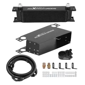 K7aox6 Maxpeedingrods Transmission Oil Cooler 10 Row Universal An10 Aluminum W Hoses Filter Adapter