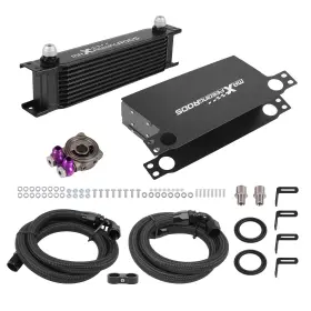 M583bh Maxpeedingrods Universal Aluminum Transmission Oil Cooler 10 Row 10an Engine With Thermostat
