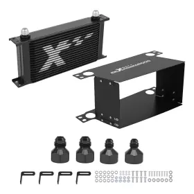 Maxpeedingrods Nv0oxy Universal Transmission Engine Oil Cooler 19 Row 10an Aluminum Black With Brackets