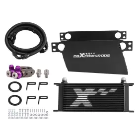Oz7baf Maxpeedingrods Universal Transmission Oil Cooler 16 Row 10an With Air Guide Kit Aluminum