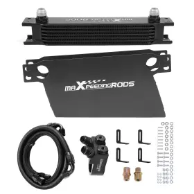 Q8l72w Maxpeedingrods New Universal Transmission Oil Cooler 7 Row 10an Thermostatic Sandwich Adapter