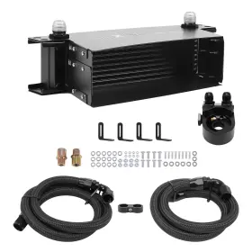 Qvz4up Maxpeedingrods Universal Aluminum Oil Cooler 10 Row An10 Thermostatic W Braided Hoses Black