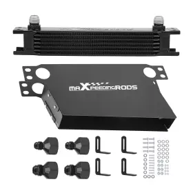 Tev8qr Maxpeedingrods Aluminum 7 Row Universal Oil Cooler 10an Transmission Engine With Bracket Black
