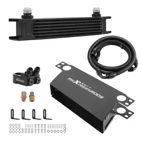 Vmtpy6 Maxpeedingrods Universal 10an Transmission Oil Cooler 7 Row Aluminum British Style With Hoses