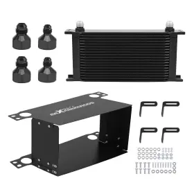 Xk4wsl Maxpeedingrods Universal Transmission Engine Oil Cooler 19 Row 10an Aluminum Black With Brackets