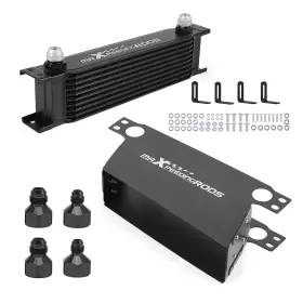 Maxpeedingrods Zmu2cr 10an Universal Oil Cooler 10 Row Engine Transmission Aluminum With Air Guide Black